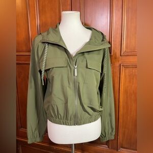 Zella Size Small Green Hooded Jacket Women’s Full Zip Athleisure Drawstring Lknw